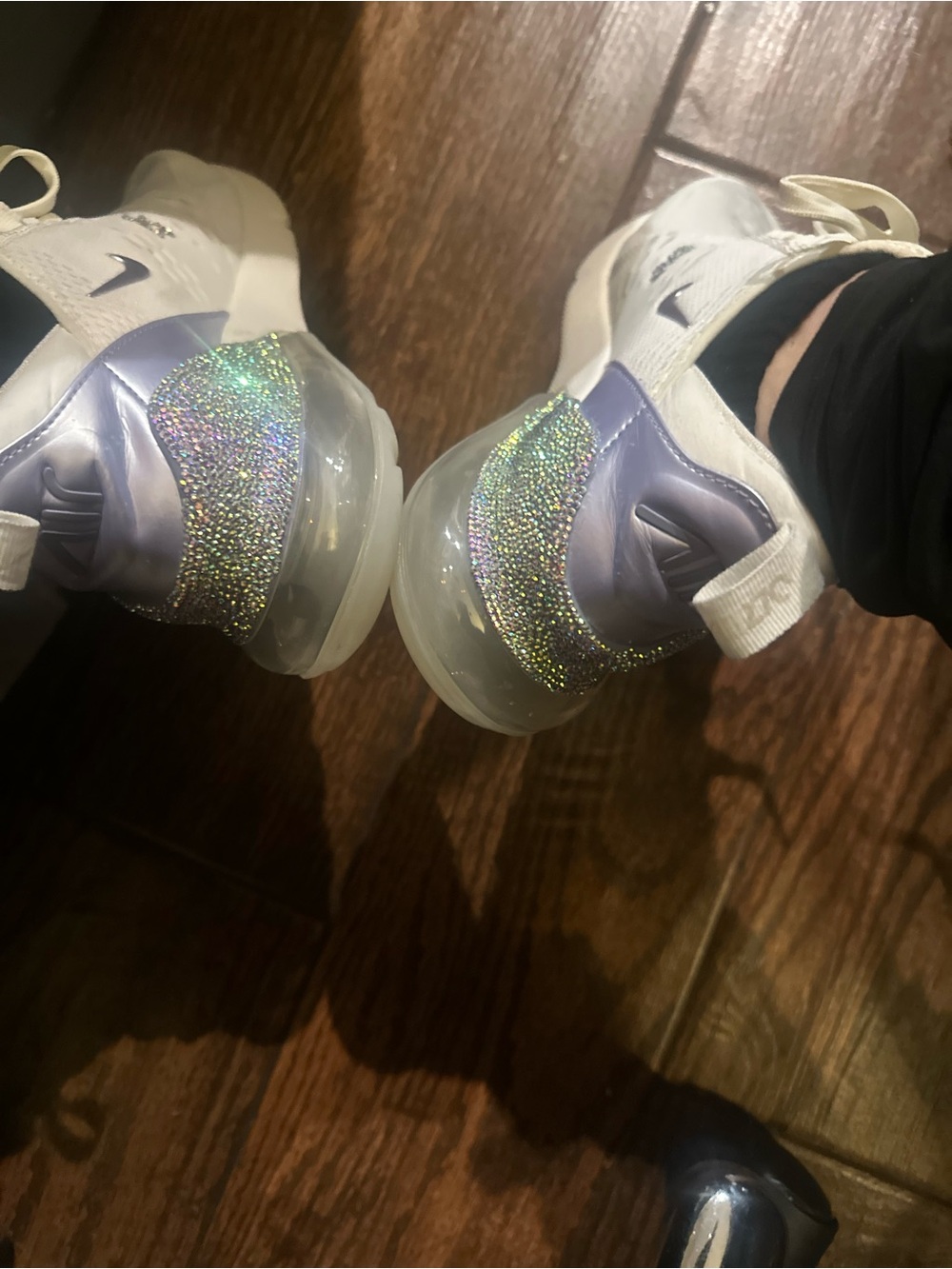 Nike Girls' Sparkle Accent Sneakers - White & Lavender Holographic
